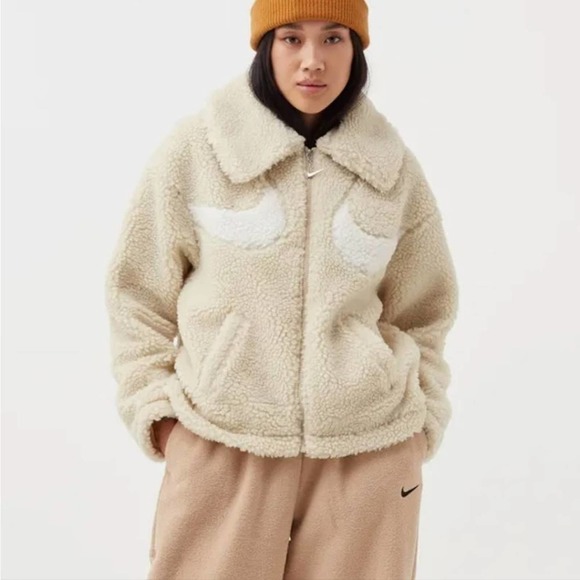 Nike Swoosh-logo faux-shearling short‎ teddy jacket plus size 2X new!! - Picture 1 of 12